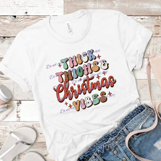 Thick thighs and Christmas vibes | Pink Christmas | Christmas Apparel Collection | Pink Innovations, LLC