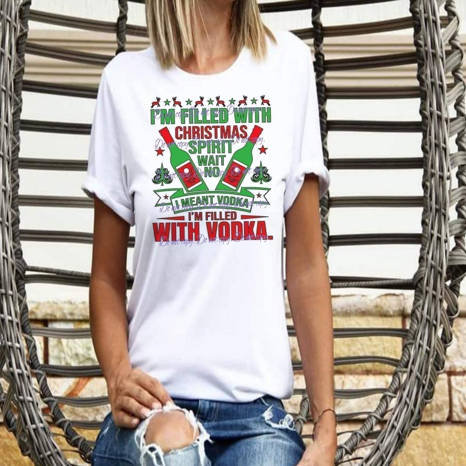 I'm Filled with the Christmas Spirit, I mean V I'm filled with V.odka T-Shirt Pink Christmas | Christmas Apparel Collection | Pink Innovations, LLC