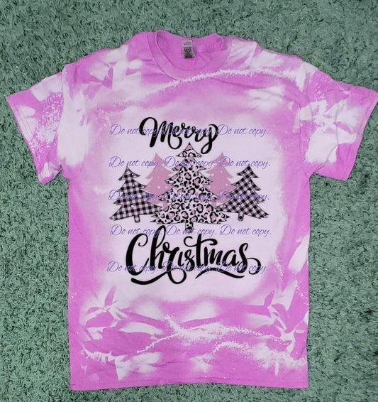 Merry Christmas Bleached T Shirt |Pink Christmas | Christmas Apparel Collection | Pink Innovations, LLC