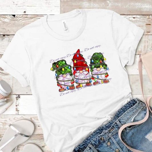 Three Knomes Tangled in Christmas Lights | Christmas Apparel Collection | Pink Innovations, LLC