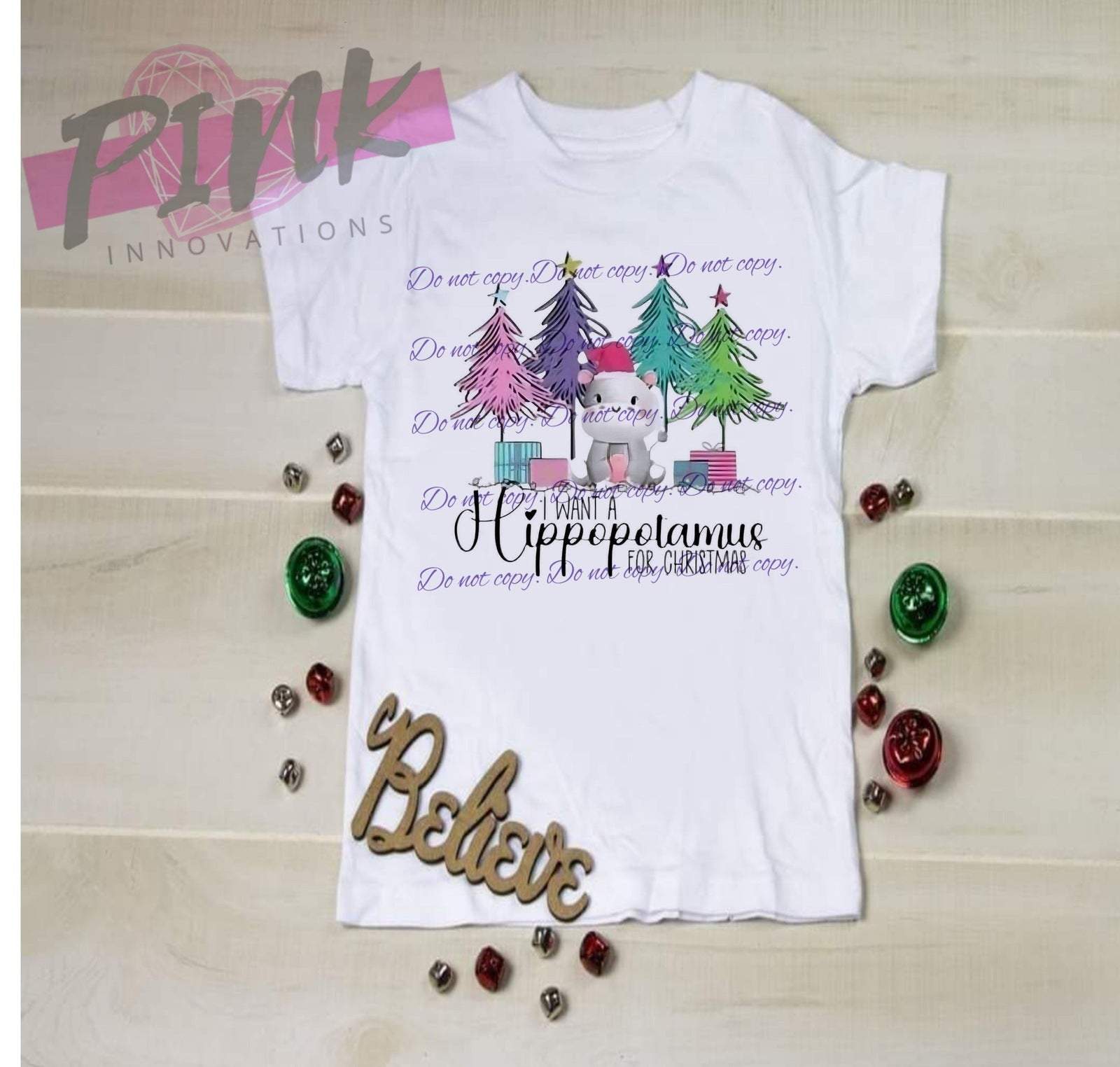 I want a hippopotamus for christmas | Pink Christmas | Christmas Apparel Collection | Pink Innovations, LLC